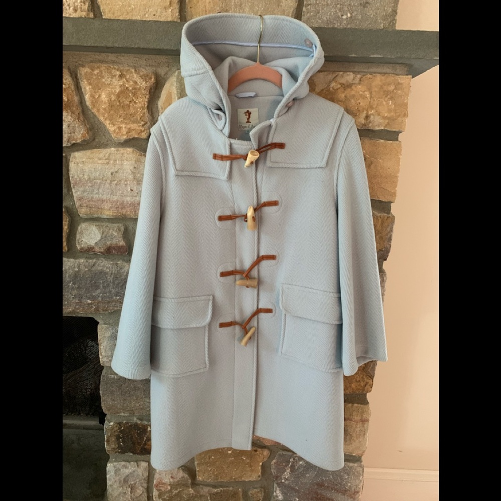 Girls Papa D’Anjo Blue Wool 3/4 Toggle Coat